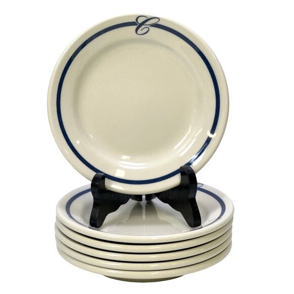 Homer Laughlin USA Vintage 6.25" Bread & Butter Plate 'C' Monogram-Set of 6 - Picture 1 of 5